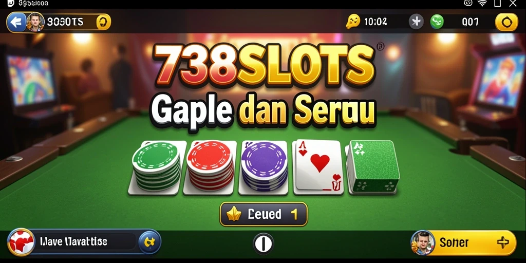 Tampilan gameplay 738SLOTS yang menarik dengan suasana Gaple yang kental.