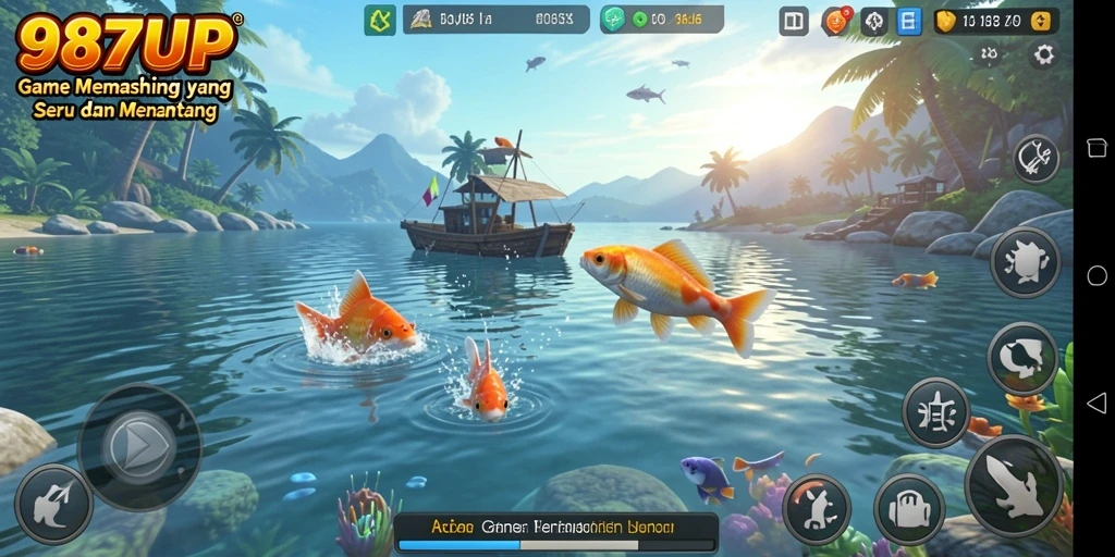 Tampilan gameplay 987UP dengan berbagai jenis ikan yang menantang.