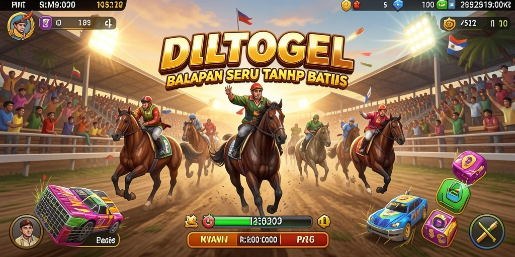 Screenshot gameplay balapan DULTOGEL dengan grafis yang menawan.