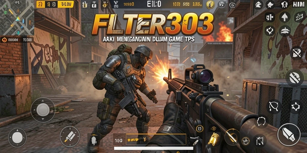 Tangkapan layar menunjukkan aksi intens di game TPS FILTER303.