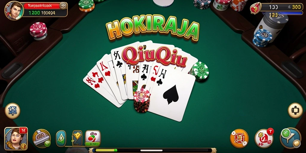 Screenshot HOKIRAJA menunjukkan gameplay QiuQiu yang seru dan menegangkan.