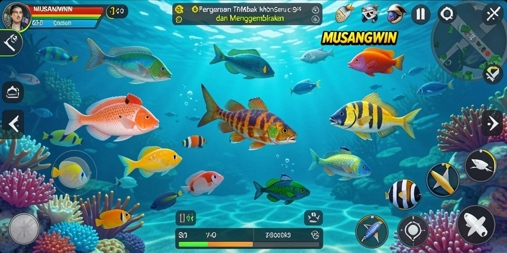 Screenshot gameplay Tembak Ikan seru MUSANGWIN.