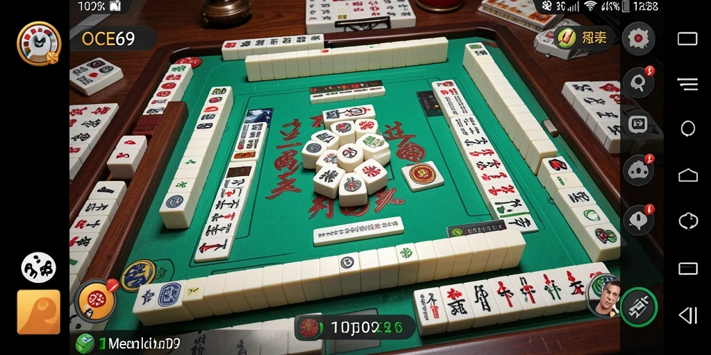 Tampilan gameplay menarik dari OCE69 dengan batu Mahjong berwarna-warni.