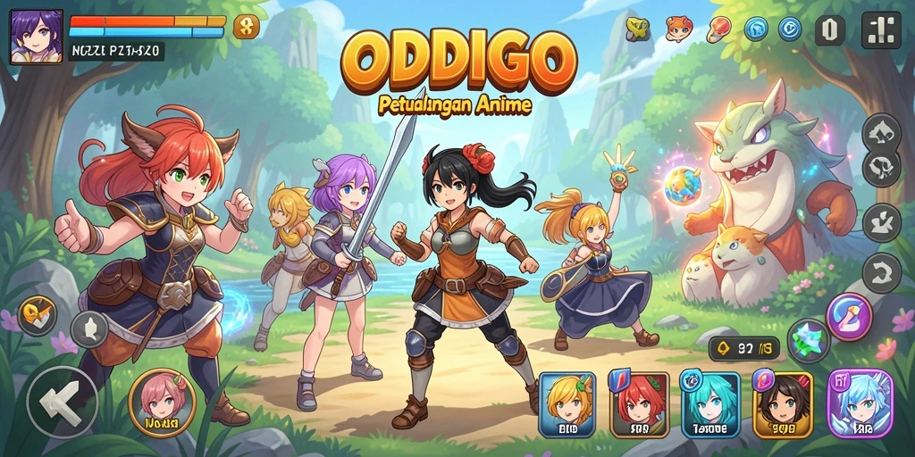 Screenshot ODDIGO menampilkan karakter anime dalam aksi di dunia yang penuh petualangan.
