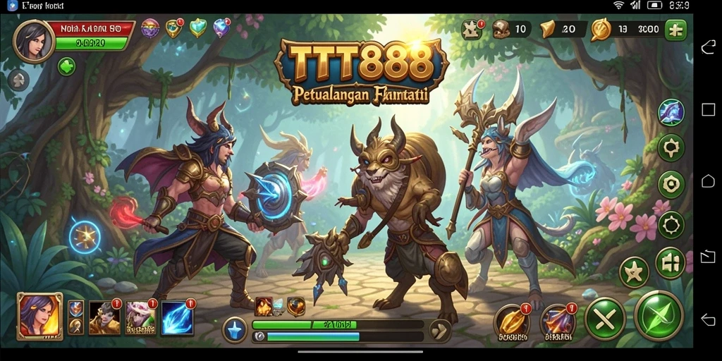 Screenshot yang menunjukkan pertarungan epik dalam TTT888.