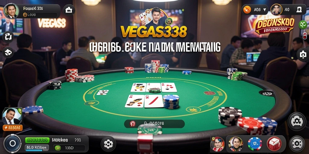 Tampilan menarik dari gameplay Poker di VEGAS338.